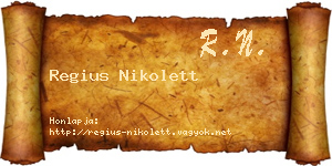 Regius Nikolett névjegykártya